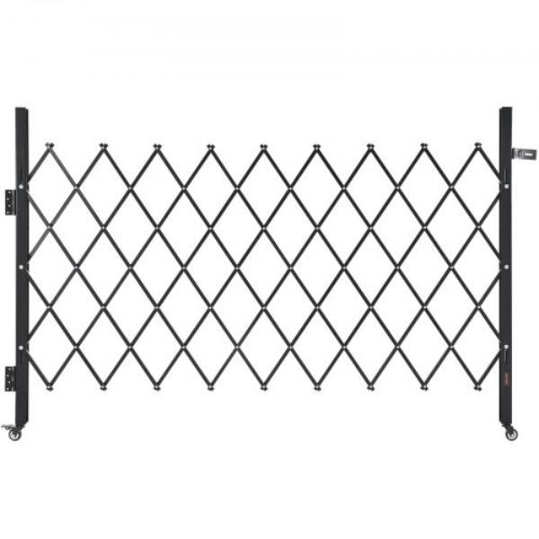 Single Folding Security Gate - Lockable Scissor Gate with 360 deg Swivel Casters - Outdoor Barricade Steel Retractable Gates - 74.80 x 51.57 in.