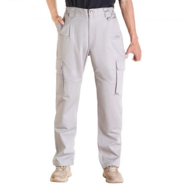 HJZRKZCMHSLM1XV8F001V0 FR Pants for Men - 9 oz 100 Percent Cotton - Flame-Resistant Cargo Pants with Multi-Pockets & Elastic Waist - Large - Gray