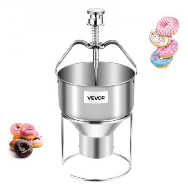 Picture of Vevor TTQFPQ5L6DL0JZ8KTV0 Donut Depositor - Large Manual Donuts Dropper - 304 Stainless Steel Commercial Batter Dispenser - 6 Thicknesses Adjustment Doughnut Hopper with Stand