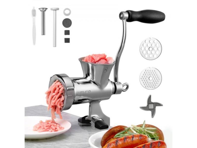ZJSSDJRJBXG8D600C001V0 304 Stainless Steel Hand Crank Manual Meat Grinder Mincer with Steel Table Clamp