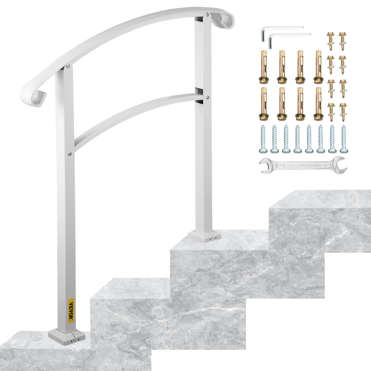 LTFS3BBSLG0000001V0 3-Step Handrails for Outdoor Steps, White