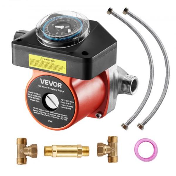 Hot Water Recirculating Pump - Instant Recirculation Pump Kit with Timer - Stainless Steel Head - 0.13 HP for Tank Water Heaters