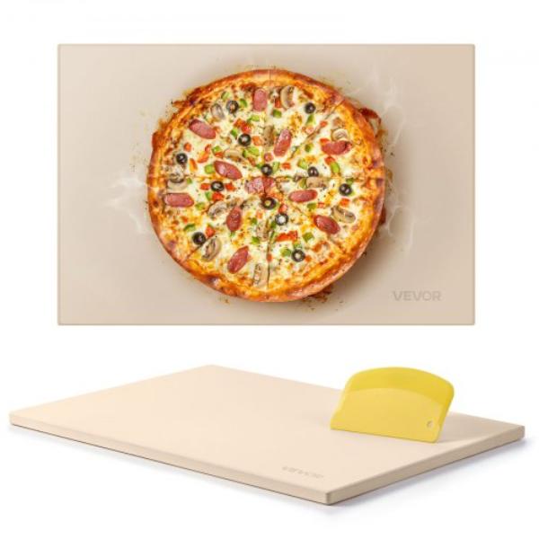 Picture of Vevor PSSJQSJX2014UO3YE001V0 20 x 14 x 0.67 in. Rectangular Cordierite Pizza Stone, 1450 Degree F Heat-Resistant Baking Stone with Scraper for Oven & BBQ Grill