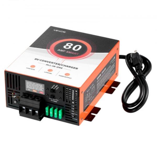 RV Power Converter - 80A 110V AC to 12V DC RV Converter Battery Charger Multi Stage Smart Charging with Lithium & Lead Acid Battery