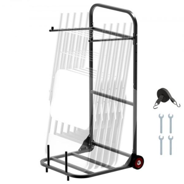 ZYTCYCHS12GSLQDDLV0 Folding Chair Rack - Heavy-Duty Chair Cart for Hanging 10 Chairs - Multi-Function Metal Chair Storage Dolly - Matte Black
