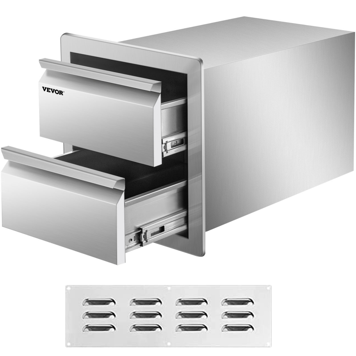 Picture of Vevor CTG10X20.2X39.201V0 14 x 14.5 x 23 in. Flush Mount Stainless Steel Double Outdoor Kitchens Drawers