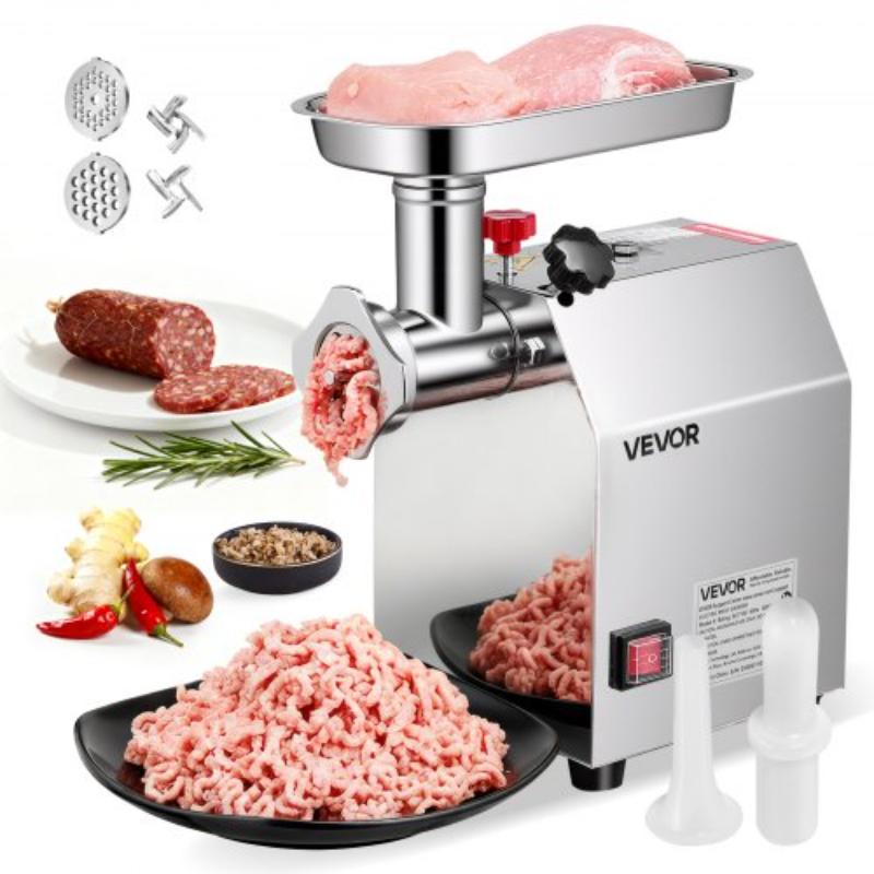 Picture of Vevor SYTMDDJRJSYSF86UJ001V1 Commercial Electric Meat Grinder - 5 lbs & Min - No.8 Industrial Meat Mincer with 2 Stainless Steel Blades - 2 Grinding Plates - 600W Heavy-Duty Sausage Maker Stuffer