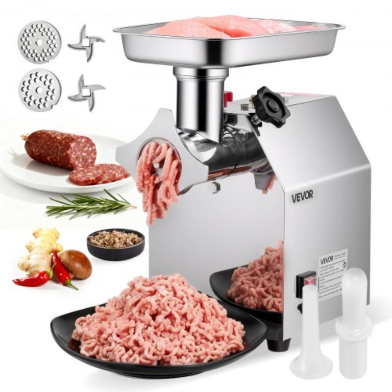 Picture of Vevor SYTMDDJRJSYS3PBIU001V1 Commercial Electric Meat Grinder - 7 lbs & Min Capacity - No.12 Industrial Meat Mincer with 2 Stainless Steel Blades - 850W Heavy-Duty Sausage Maker Stuffer