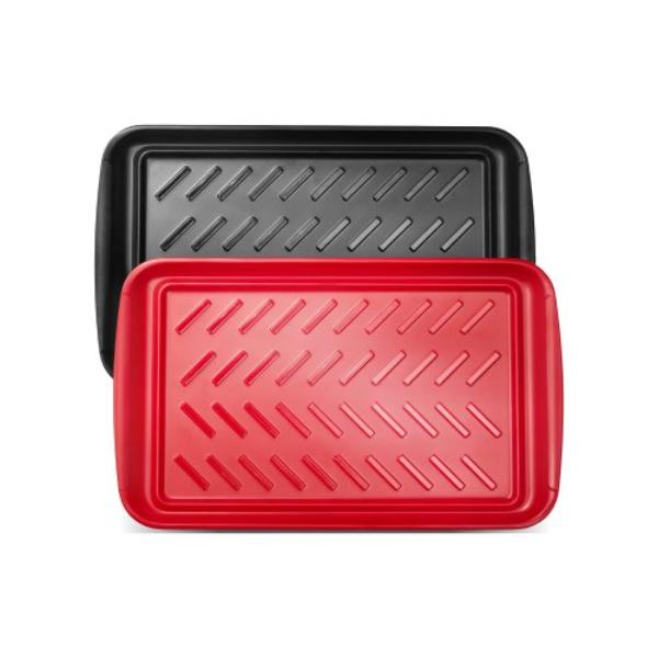 Picture of Vevor QPFWTPYPPSLDK37V8V0 Plastic Serving Trays - Grilling Prep & Serve Trays - 17 x 10.35 in. Anti-Slip Melamine Food Tray, Black & Red - Pack of 2