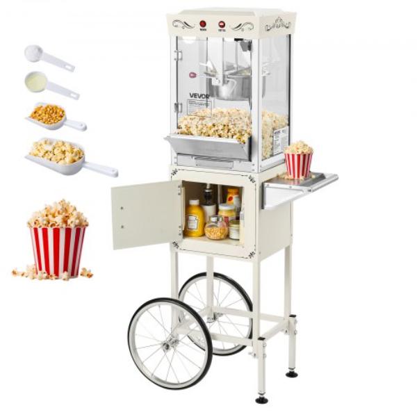 Picture of Vevor CSBMHJBS8OZWDPTVU001V1 Popcorn Machine - 8 oz Stainless Steel Kettle - 800W Commercial Popcorn Maker - 48 Cups per Batch - White