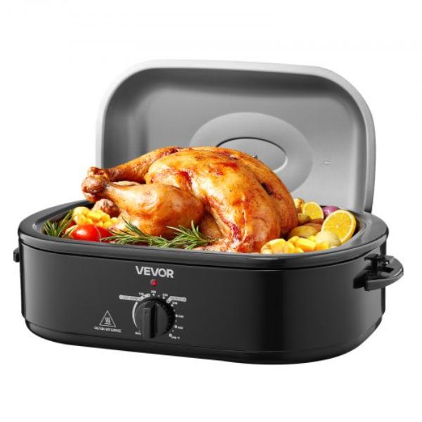 Picture of Vevor KJLHS18QT145LUOP1001V1 18 qt. Turkey Roaster - Fast-Cooking Electric Oven with Adjustable Temperature 150-450 deg & Self-Basting Lid - Removable Pan & Rack - Defrost & Warm Function