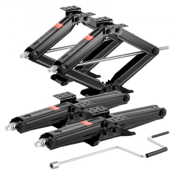 5000 lbs RV Scissor Jacks - 4-23.4 in. Stabilizer Leveling Jacks - Heavy Duty with Crank Handle - Socket & Bubble Levels - Set of 4