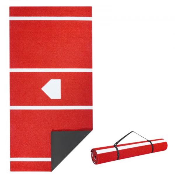 Baseball Hitting Mat - 12 x 6 ft. Batting Cage Mat - Batters Box Turf Mats - Softball Batting Practice Equipment - Portable Training Aid - Red