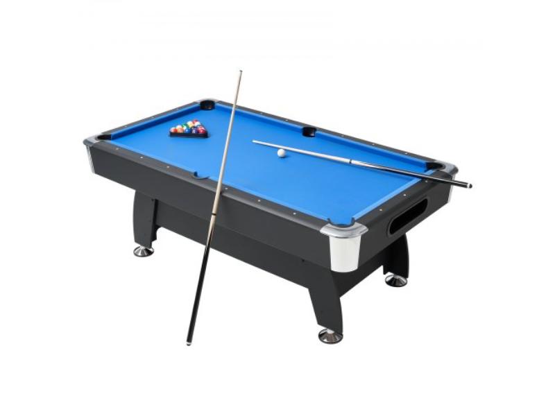 HTTQZLHMDF7F6AEE6001V0 7 ft. Adjustable Feet Stable Portable Billiards Pool Game Table with Entertainment Set, Black
