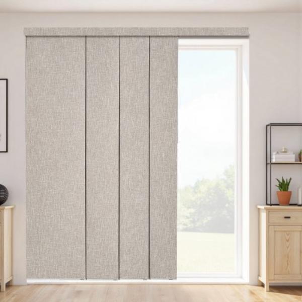 Panel Track Blinds - Extendable Track 45.8-86 in. - Trimmable Panel Curtains Up to 96 in. - Vertical Blackout Panel Blinds - Brown