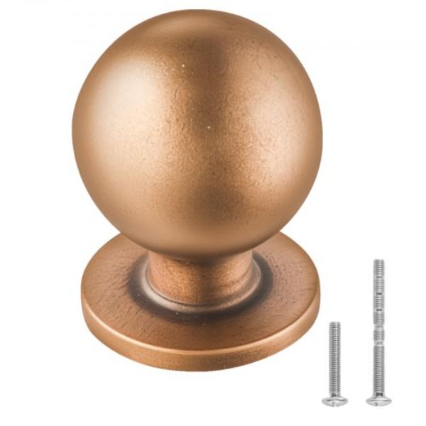 CJXNYQ12PCS0E1OAF001V0 Cabinet Knobs - 0.98 in. Zinc Alloy Drawer Pulls - Round Kitchen Dresser Solid Knobs - Antique Brass - Pack of 12