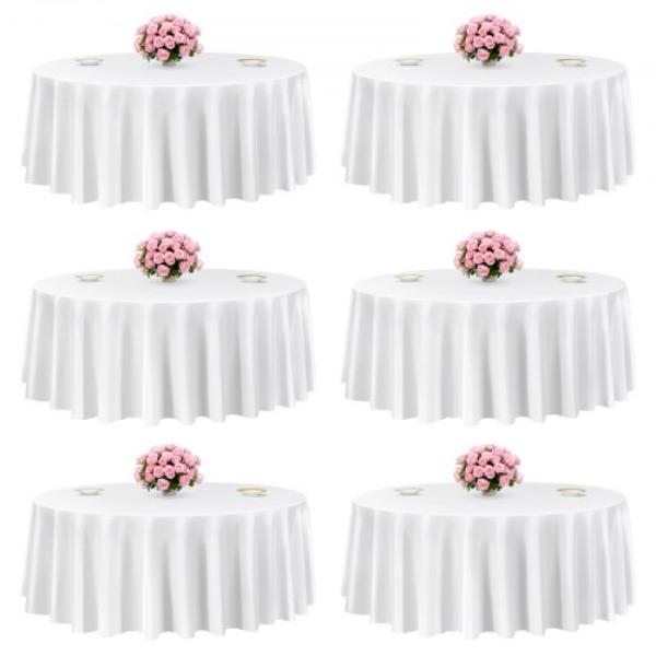 Picture of Vevor DLZB120YCBS60CX0G001V0 White Round Tablecloths - 120 in. Dia. Stain-Wrinkle-Resistant Machine Washable Polyester Fabric Table Covers for Wedding Party Banquet Formal Events - Pack of 6