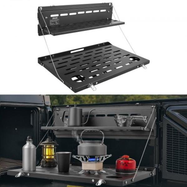 WMJFORDBRONCZVG2Y001V0 Tailgate Table, 88 lbs Capacity, Carbon Steel Fold-Down MOLLE Storage Rack for 2021-2025 Ford Bronco