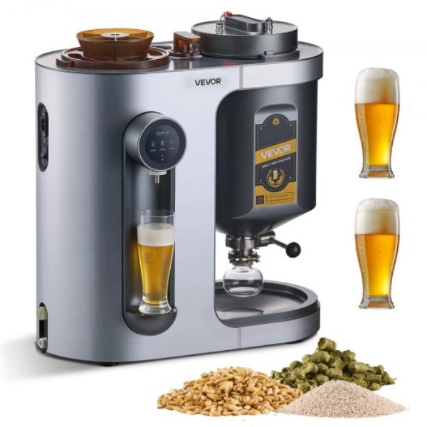 Picture of Vevor SX-ZJ10L0000000NST5C001V1 Automatic Home Beer Brewer - 3.43 gal All-in-One Brew Machine - 1500W Power Electric Beer Maker - 304 Stainless Steel Inner Tank - Auto Temp & Pressure Control