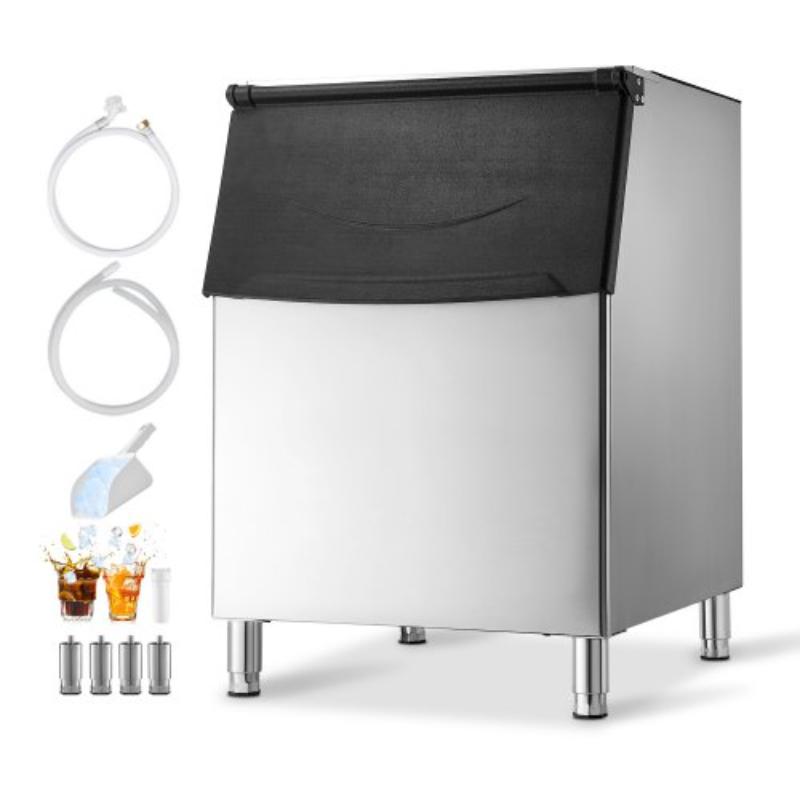 Picture of Vevor FTZBJBTX500L15LVD001V0 Commercial Ice Maker Storage Bin - 500 lbs Capacity Ice-Bin - Stainless Steel Commercial Ice Storage Bin with Adjustable Anti-slip Rubber Feet