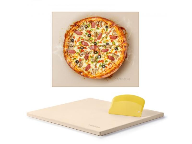 Picture of Vevor PSSJQSJX1614V8WHJ001V0 16 x 14 x 0.6 in. Rectangular Cordierite Baking-Pizza Stone with Scraper 1450 Deg Heat-Resistant - Large