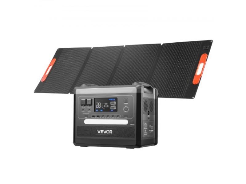 Portable Power Station - 2400W Solar Generator with 200W Foldable Solar Panel - 2160Wh Expandable LiFePO4 Battery Backup for Home - Camping & RV