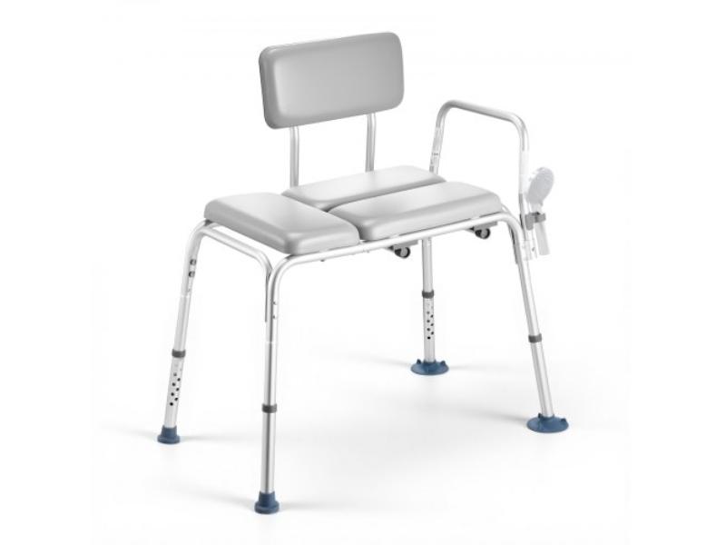Tub Transfer Bench - 500 lbs Capacity Heavy Duty Shower Chair with Arm & Backrest - Height Adjustable for Adults - Seniors - Elderly & Disabled