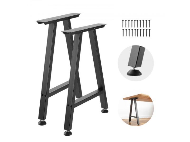 29.1 x 21.7 in. Trapezoid Steel Table Legs, Modular Design - 2204 lbs Max Load - Ideal for Home Office & Coffee Tables, Black - Pack of 2