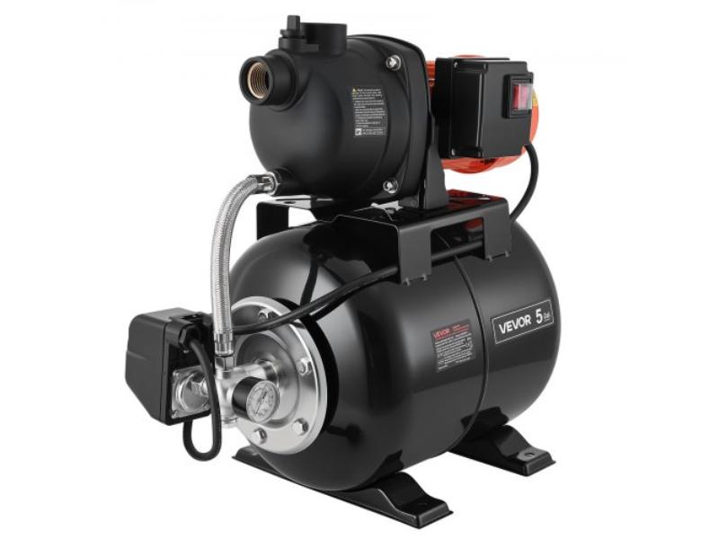 Shallow Well Pump with Pressure Tank - 120V 1320 GPH - Plastic Irrigation Jet Pump - Automatic Water Booster Transfer System for Home Garden Lawn