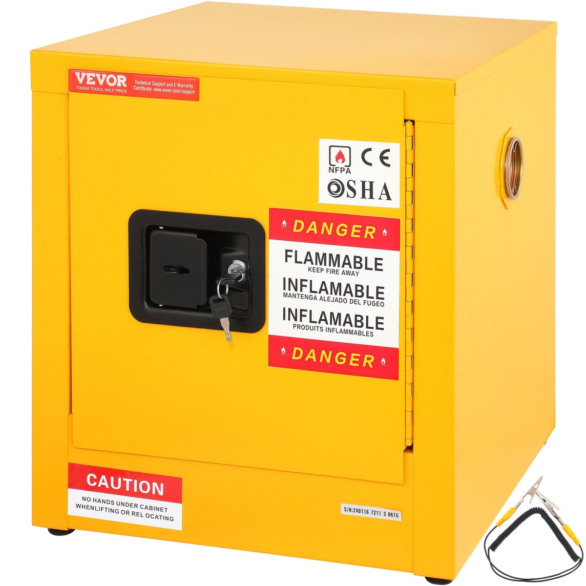 XFG43X43X46CMHS01V0 17 x 17 x 18 in. Galvanized Steel Flammable Safety Cabinet, Yellow