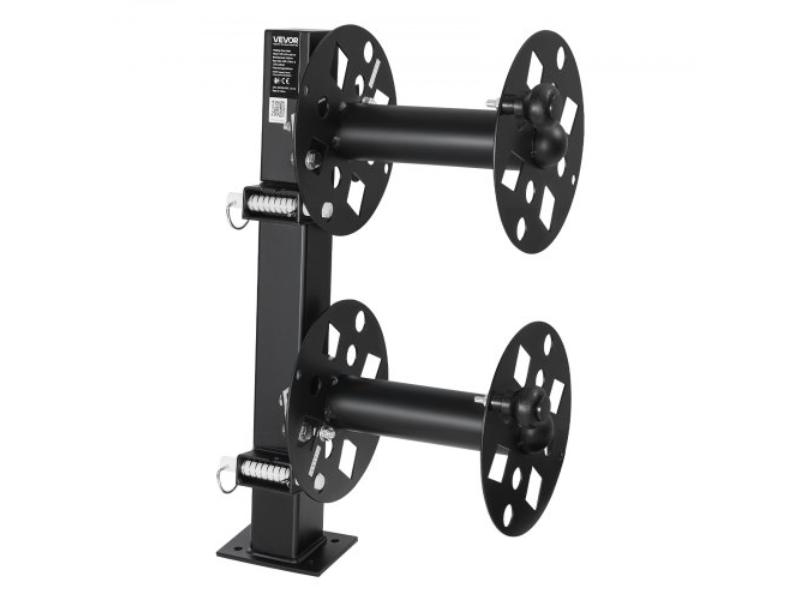Heavy Duty Double Welding Cable Reel for 150 ft. 1-0 & 125 ft. 2-0 Cable - Powder-Coated Steel with Locking Pin for Service Trucks & Jobsites