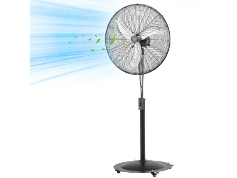 High-Velocity Pedestal Fan - 30 in. - 9100 CFM - 3-Speed - 85 Deg Oscillation - Adjustable Height - IP44 Rated - Carbon Steel - Black