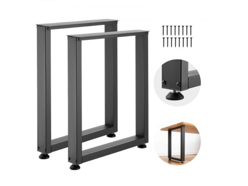 29.5 x 23.6 in. Square Steel Table Legs, Modular Design - 2204 lbs Max Load for Home Office Desk & Workbenches, Black - Pack of 2