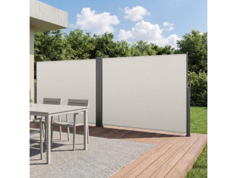 Retractable Side Awning - 71 x 236 in. Patio Screen - Waterproof Sunshade Room Divider for Garden - Balcony - Pools & Deck - Beige