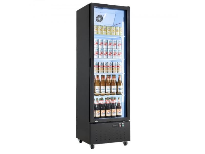 Commercial Merchandiser Refrigerator - 12.7 cu. ft. Glass Door Display Cooler with 4 Adjustable Shelves - Soft LED Light & Casters