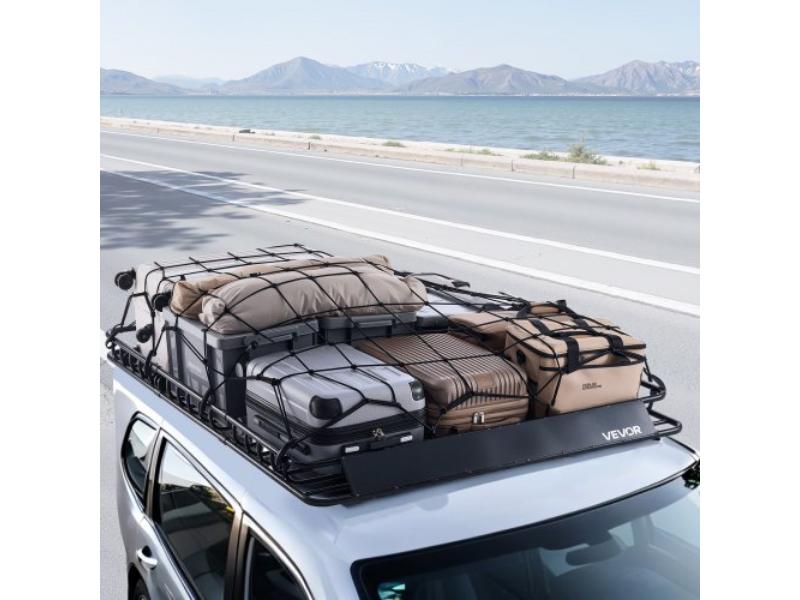 HKSXLKHJGDDLMUZUN001V0 64 x 50 x 4.1 in. Roof Rack Basket, Universal Rooftop Cargo Carrier with 35.4 x 39.4 in. Cargo Net for SUV Truck Car