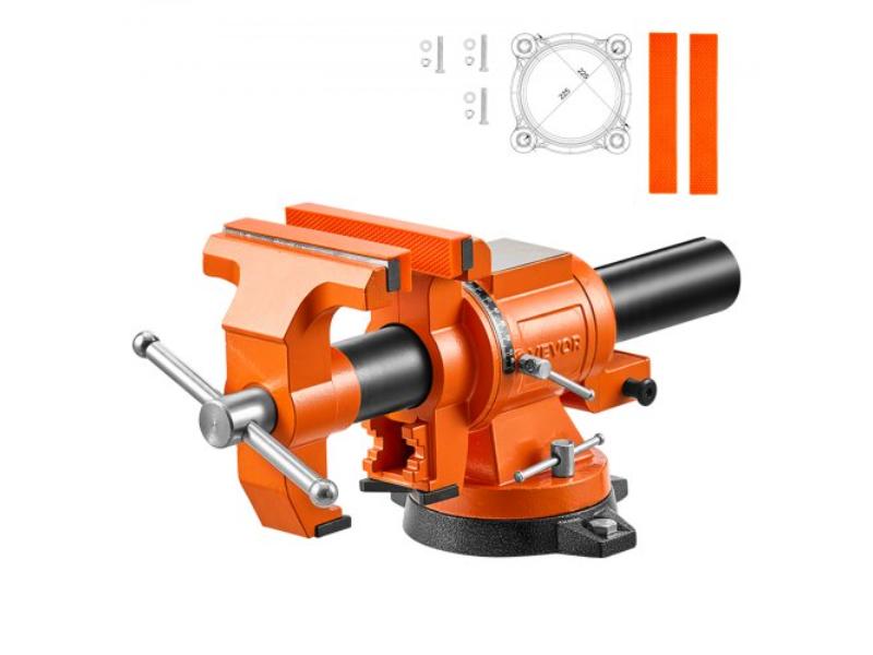 Heavy Duty Bench Vise - 6 in. Jaw Width - Double Swivel - 360 Deg Locking Base & Head - 2.8 in. Throat Depth - 6 in. Max Jaw Opening