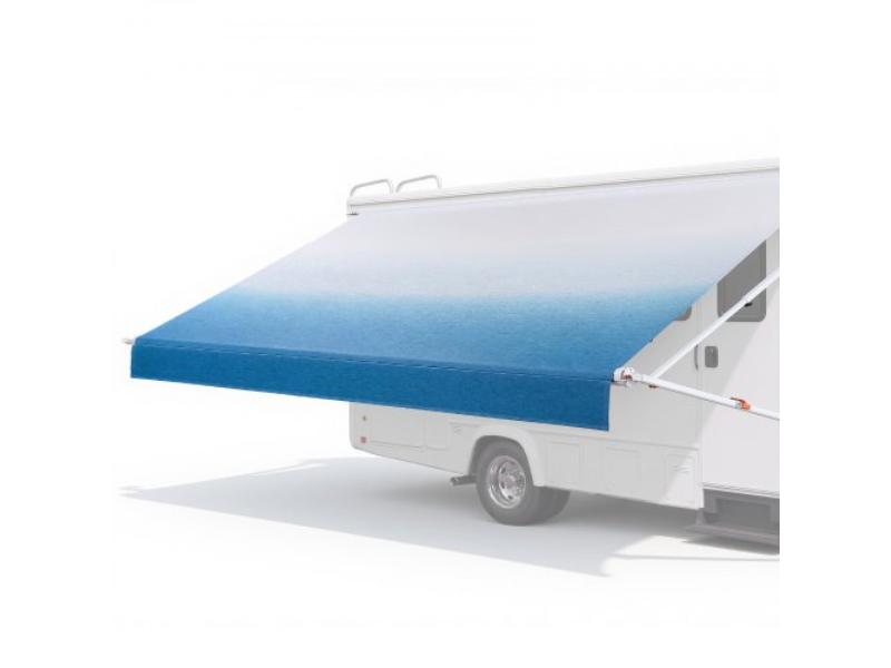 Manual RV Awning Kit - 17.12 ft. Retractable Awning with Aluminum Frame & Waterproof PVC Fabric - Fits Most RVs - Gradient Blue