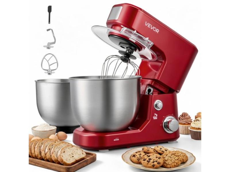 Tilt Head Stand Mixer - 400W Electric Dough Mixer - 5.3 Plus 4.2 qt. Stainless Steel Bowl - 3 Speeds for Baking - Mixing - Whipping