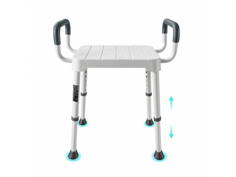 Shower Chair with Armrest - 6-Level Height Adjustable Bath Seat for Shower or Tubs - Non-Slip for Elderly Disabled Injured - 400 lbs Capacity