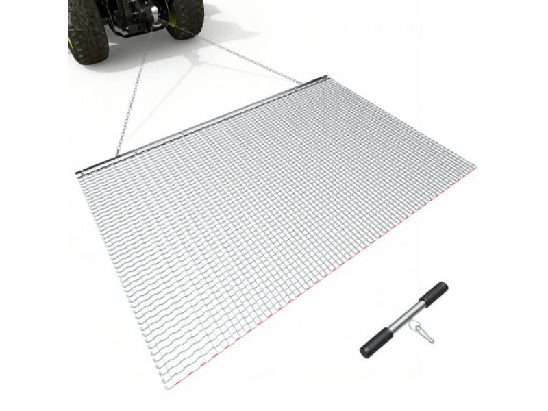 Drag Harrow - 6.6 x 4 ft. - High-Efficiency Chain Harrow Rake for ATVs - UTVs & Tractors - Durable Galvanized Steel Mesh Drag Mat with Towing Chain