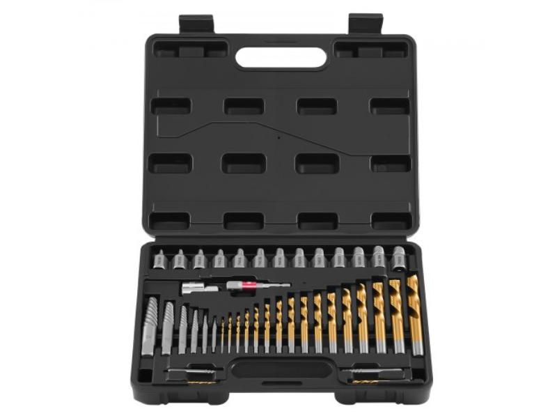 Screw Extractor Set - 41-Piece - Drill Bits, Bolt Extractors & Adapters - Cr-Mo Steel - Storage Case for Removing Stripped Bolts & Screws