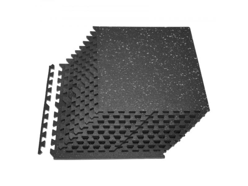 HSXJDDHDHD05IRCU3001V0 Puzzle Exercise Mat - 24 x 24 x 0.56 in. - High-Density EVA Foam - Interlocking Soft Tiles - Black & Gray Dots - Pack of 12