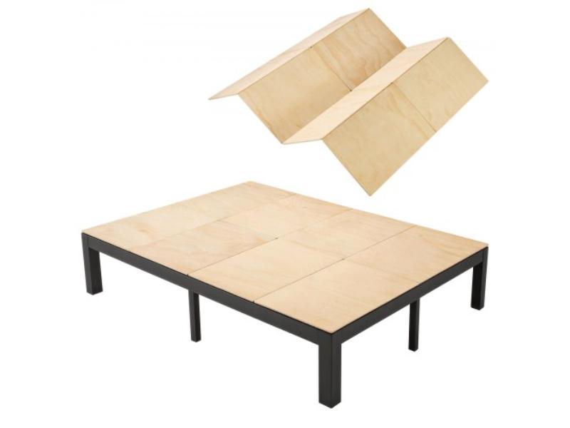 76.8 x 58.3 in. Queen Size Bunkie Foldable Bed Board Under Mattress with Nylon Webbing Plywood & Rounded Edges, Natural Wood