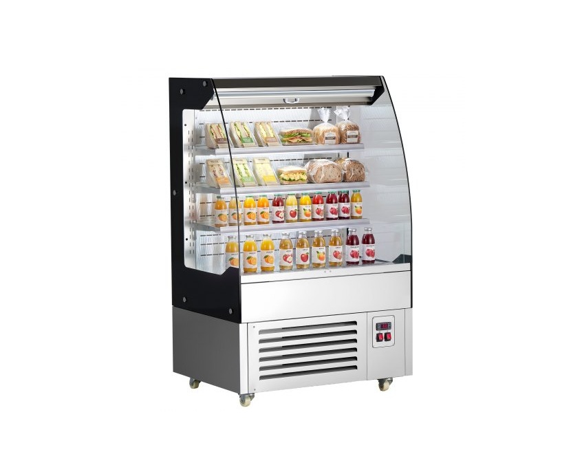 5.4 cu ft. Open Air Merchandiser, 3-Tier Shelving Commercial Refrigerator Grab & Go Fan Cooling Display Cooler with LED Lighting