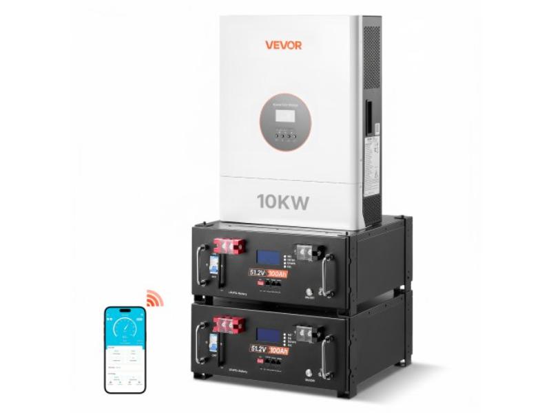 JJDCXT10000WWFVTG001V6 Home Power Station - 5120Wh LiFePO4 Lithium Battery - AC 10000W Inverter for Home Backup - Emergency & Solar System Components
