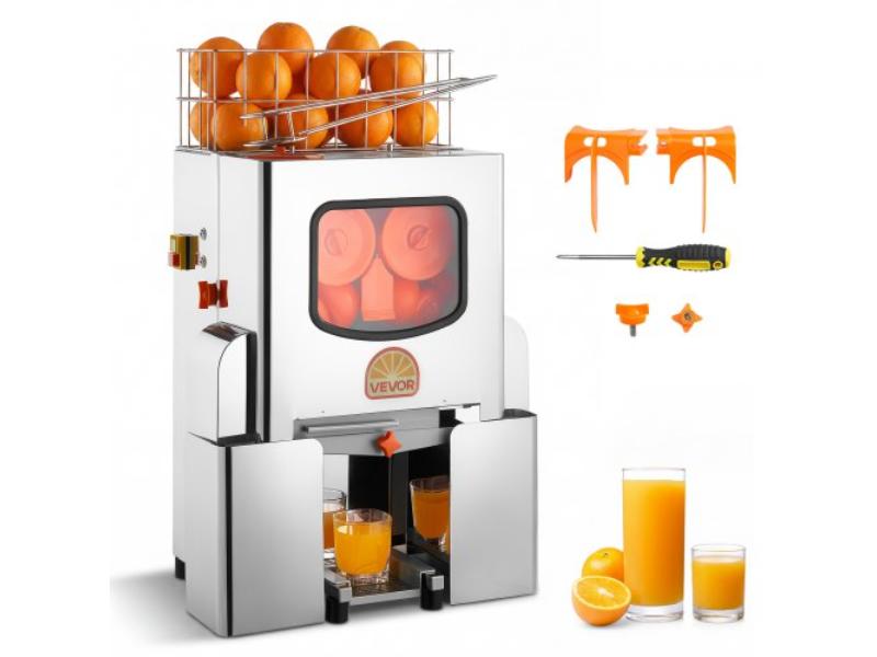Commercial Orange Juicer Machine - 120W Electric Press for 20 per Minute - Stainless Steel Squeezer with Peels Collecting Bucket
