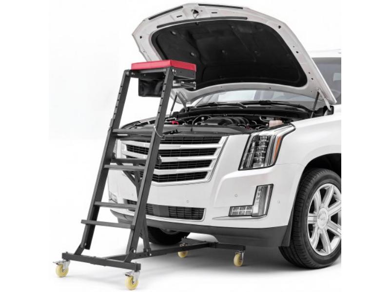 Top Automotive Creeper - 48 in. - 64 in. Adjustable - Foldable High Top Engine Creeper - 400 lbs Support - 4-Wheel Smooth Rolling