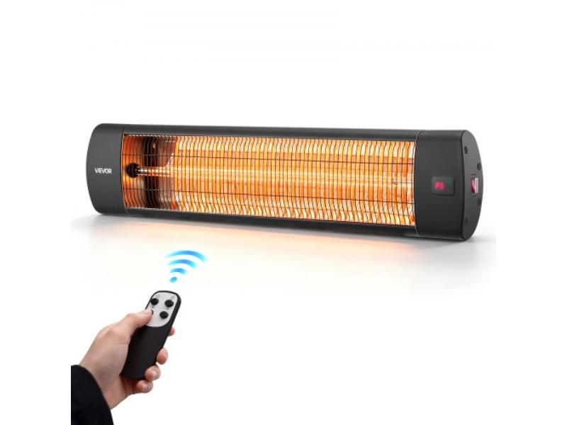 Infrared Heater - 1500W Electric Space Heater with 3 Heat Settings - Remote Control - 24 Hours Timer - Premium Aluminum Alloy for Patios - Black