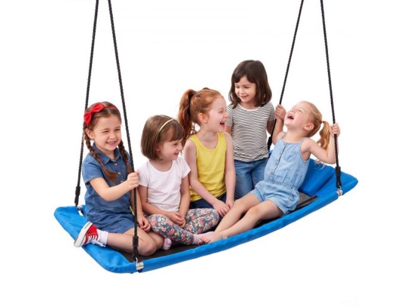 Platform Tree Swing - 60 in. Rectangle for Kids & Adults - 700 lbs for Backyard Outdoor & Indoor - 900D Oxford Fabric Giant Seat - Blue